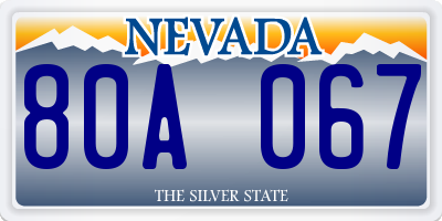 NV license plate 80A067