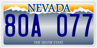 NV license plate 80A077