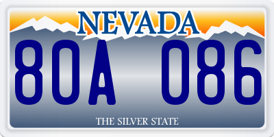 NV license plate 80A086