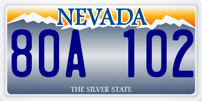 NV license plate 80A102