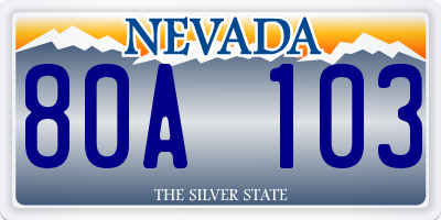 NV license plate 80A103