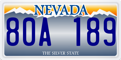 NV license plate 80A189