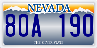 NV license plate 80A190