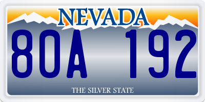 NV license plate 80A192