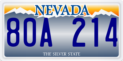 NV license plate 80A214
