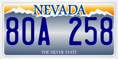 NV license plate 80A258