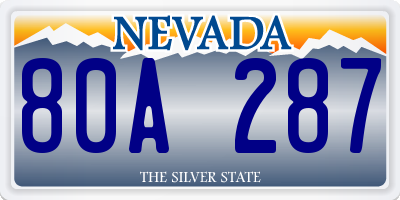 NV license plate 80A287