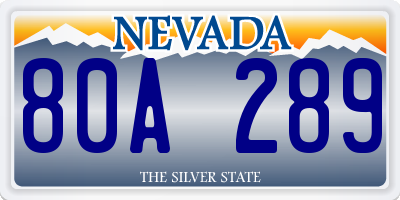 NV license plate 80A289