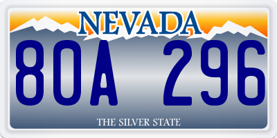 NV license plate 80A296