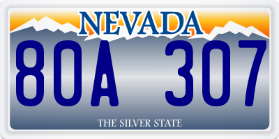 NV license plate 80A307