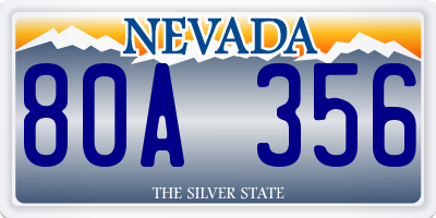 NV license plate 80A356