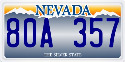 NV license plate 80A357