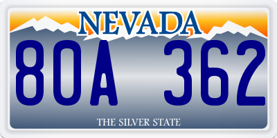 NV license plate 80A362