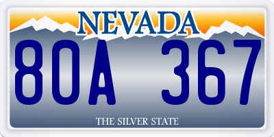 NV license plate 80A367