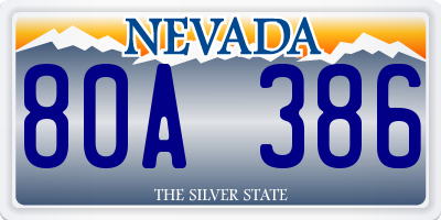 NV license plate 80A386