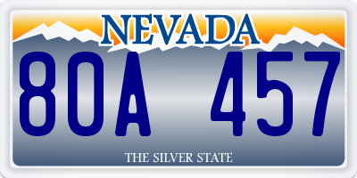 NV license plate 80A457