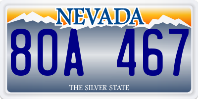 NV license plate 80A467