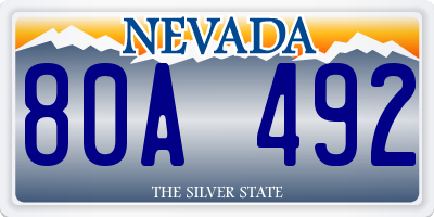 NV license plate 80A492