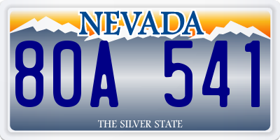 NV license plate 80A541
