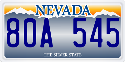 NV license plate 80A545