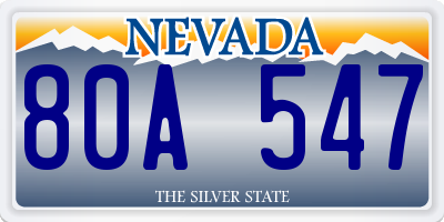 NV license plate 80A547