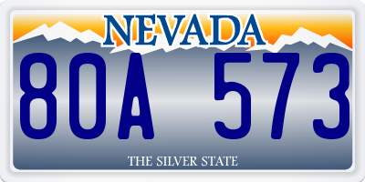 NV license plate 80A573
