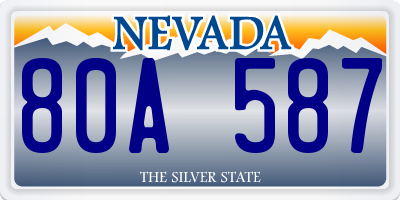 NV license plate 80A587