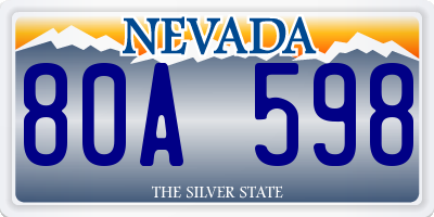 NV license plate 80A598