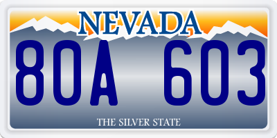 NV license plate 80A603