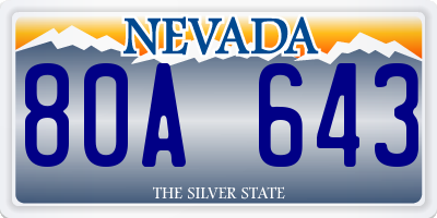 NV license plate 80A643