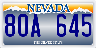 NV license plate 80A645