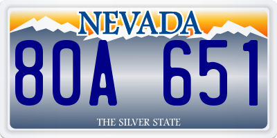 NV license plate 80A651