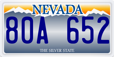 NV license plate 80A652