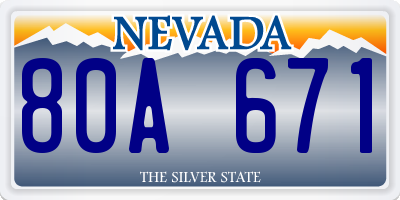 NV license plate 80A671