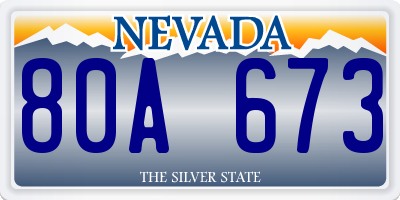 NV license plate 80A673