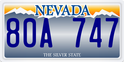 NV license plate 80A747