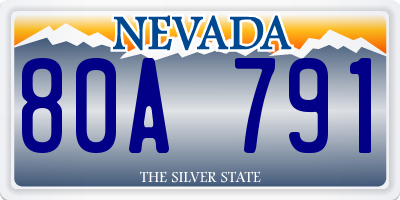 NV license plate 80A791