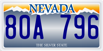 NV license plate 80A796