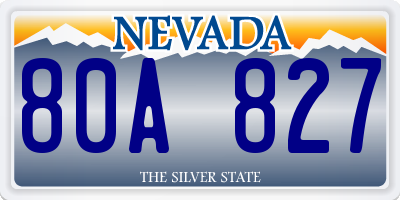 NV license plate 80A827