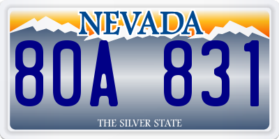 NV license plate 80A831