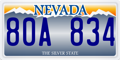 NV license plate 80A834