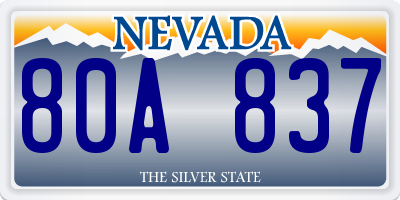 NV license plate 80A837