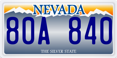 NV license plate 80A840