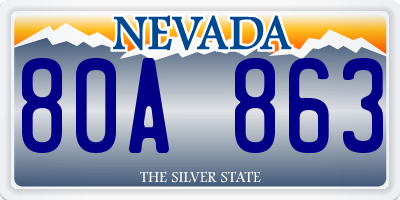 NV license plate 80A863
