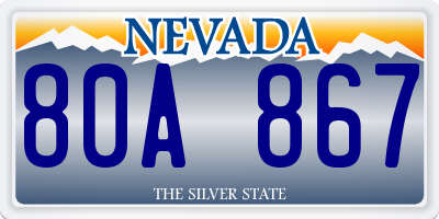 NV license plate 80A867