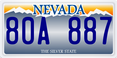 NV license plate 80A887