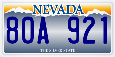 NV license plate 80A921
