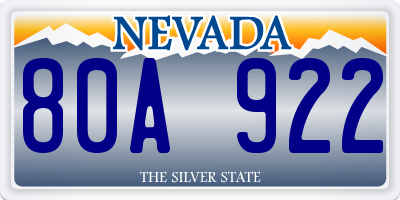 NV license plate 80A922