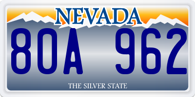 NV license plate 80A962