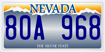 NV license plate 80A968